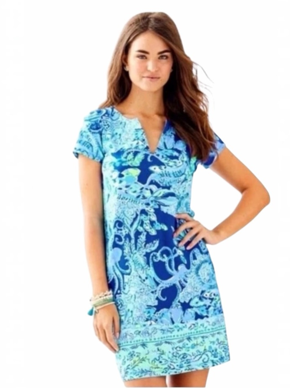 Lilly Pulitzer UPF 50+ Sophiletta Short Sleeve Marine Sea Life T-Shirt Dress